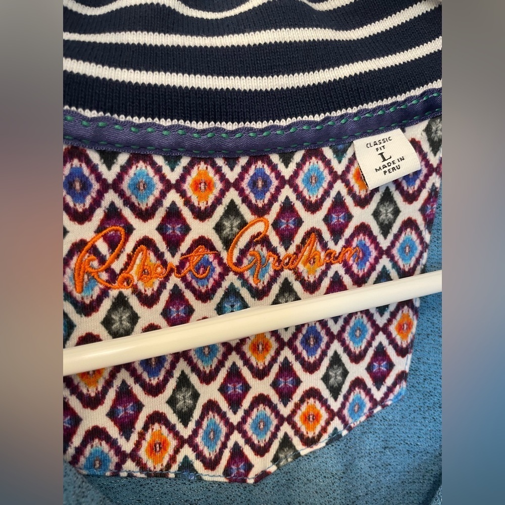 Robert Graham Cotton Quarter Zip Lightweight Sweater Large - Picture 6 of 6